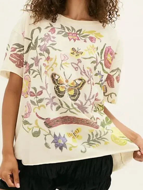 NWT Free People Secret Garden Tee in Ivory - Picture 3 of 4